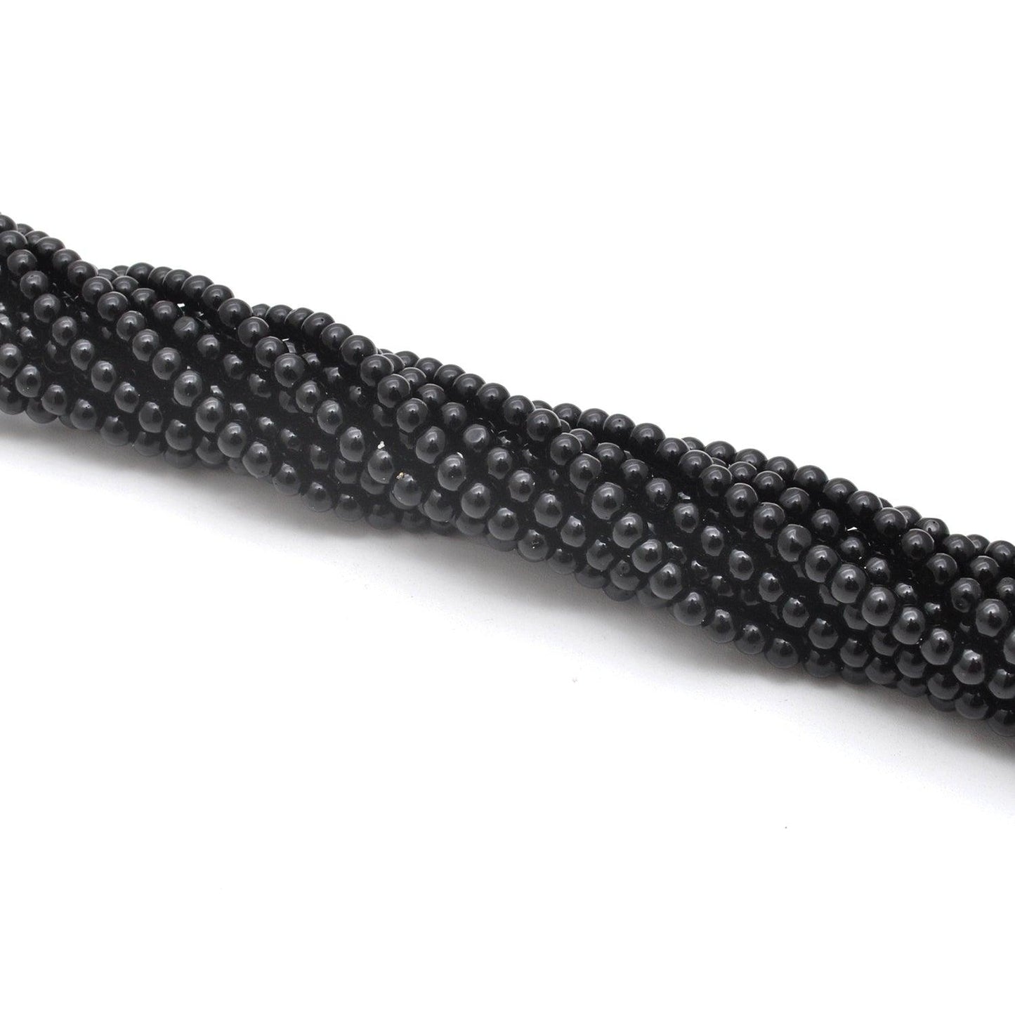 Natural Black Onyx Plain Round Gemstone Beads 12.5" Strand