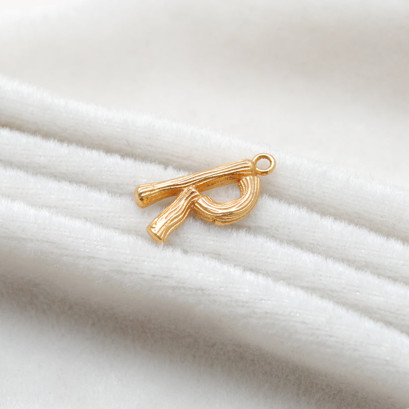 18k Solid Gold Initial R Name Charm