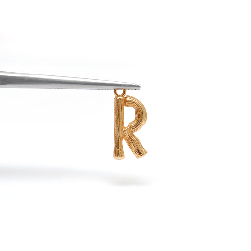 18k Solid Gold Initial R Name Charm