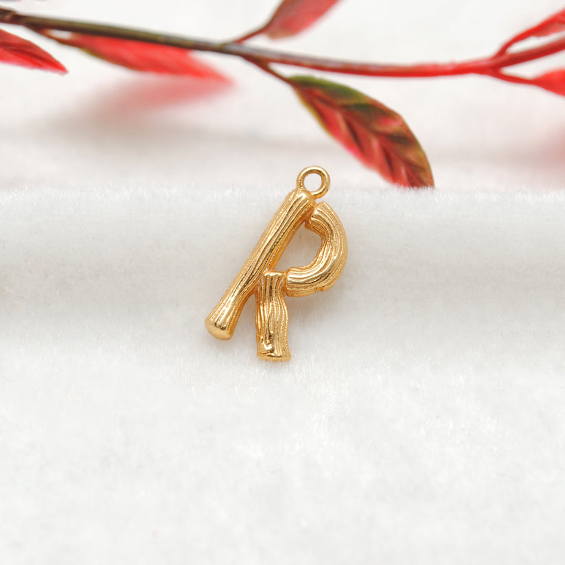 18k Solid Gold Initial R Name Charm