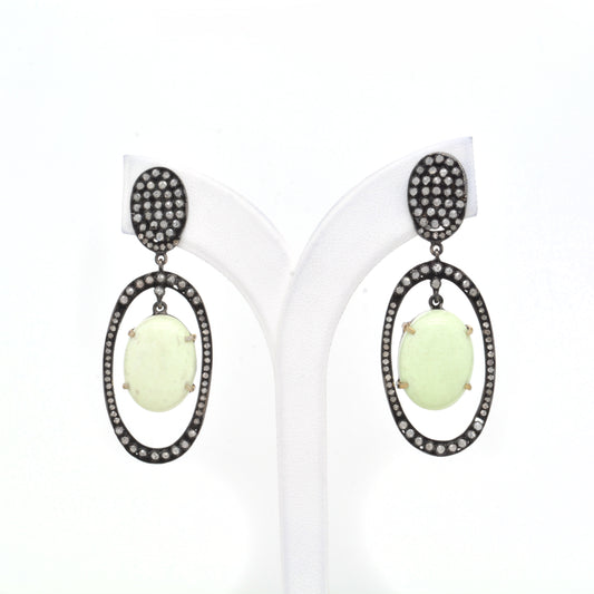 Oval Agate & Diamond Accent Dangle Earrings
