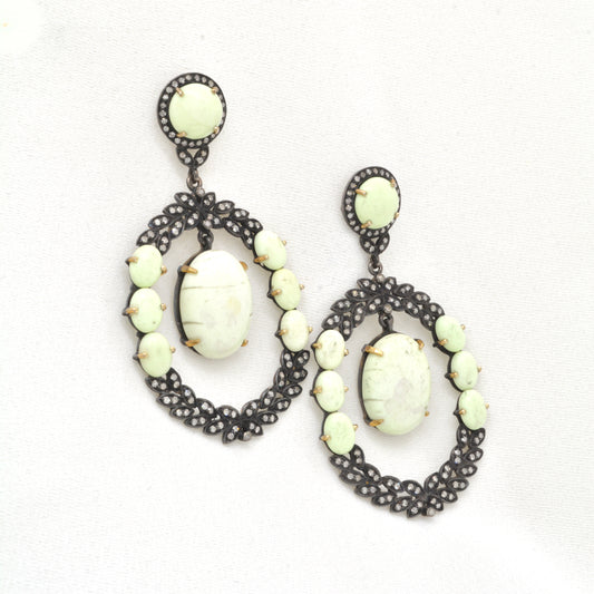 925 Sterling Silver Stylish Agate Gemstone Dangle Earrings