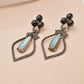 Chic Black and Mixed Stone Teardrop Silver Earrings