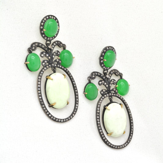 925 Sterling Silver Elegant Mix Gemstone Earrings