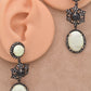 Exquisite Chrysoprase and CZ-Accented Drop Silver Earrings
