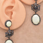 Exquisite Chrysoprase and CZ-Accented Drop Silver Earrings