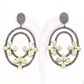 Silver Agate Floral Drop Earrings with CZ Accents