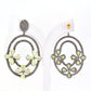 Silver Agate Floral Drop Earrings with CZ Accents