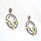 Silver Agate Floral Drop Earrings with CZ Accents