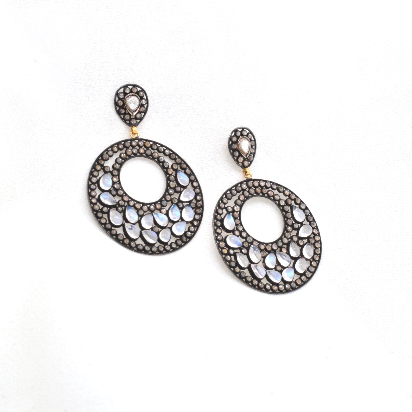 Elegant Handcrafted Teardrop Rainbow Moonstone Drop Earrings