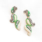 Luxurious Handcrafted Green Enamel and Mixed Stone Drop Earrings
