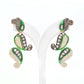 Luxurious Handcrafted Green Enamel and Mixed Stone Drop Earrings