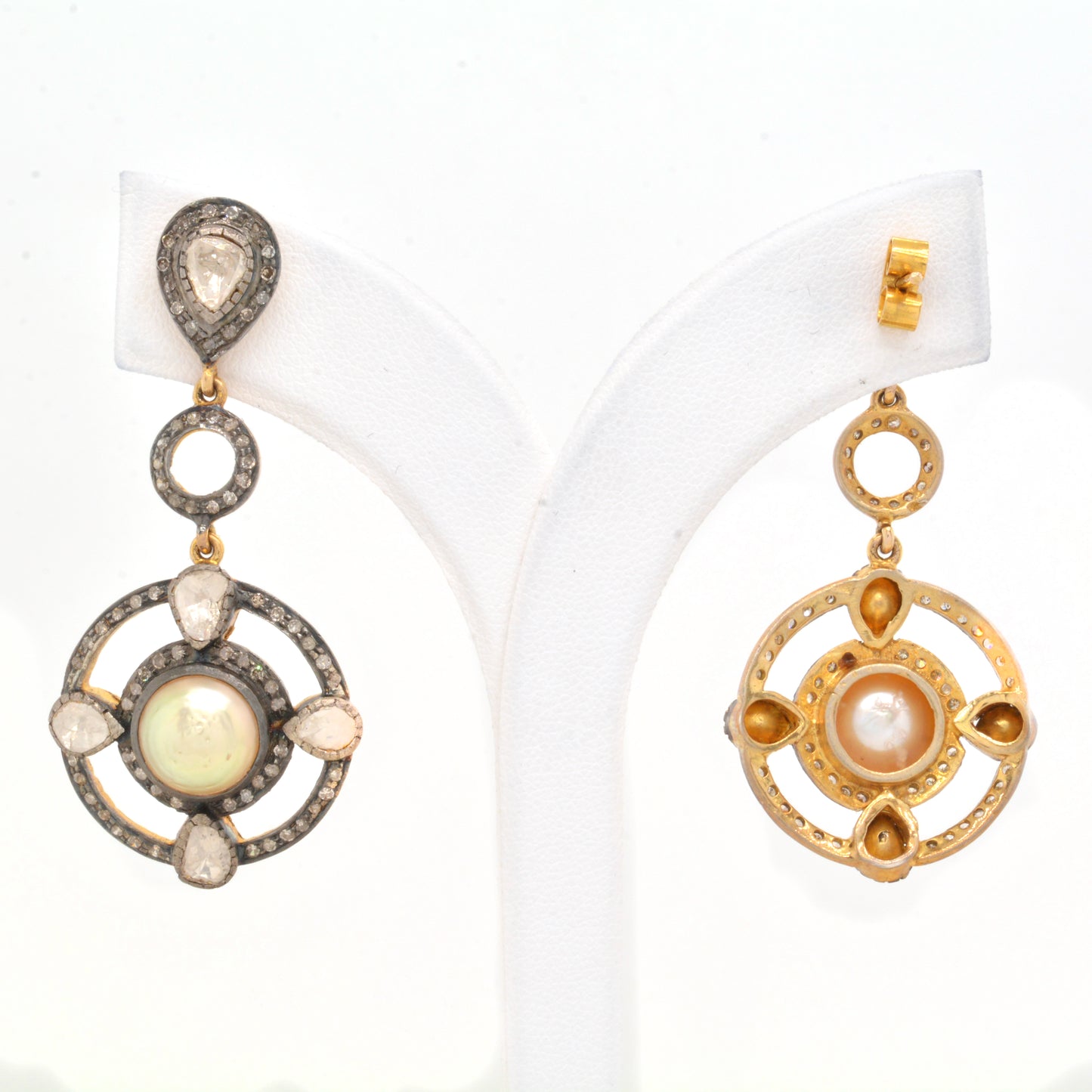 925 Sterling Silver With Pearl and CZ Drop Earrings