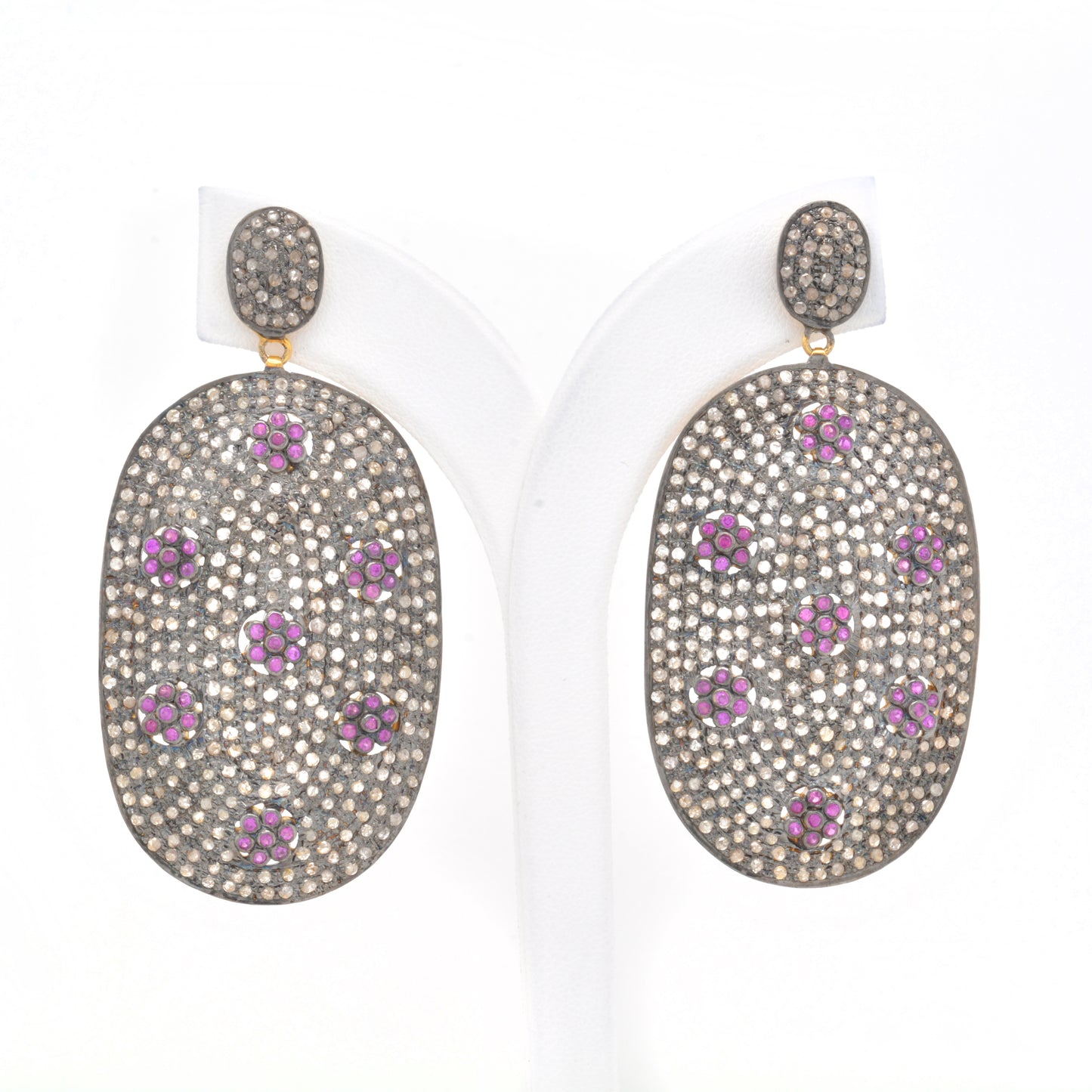 Stunning Handcrafted Ruby and CZ Accent Drop Earrings