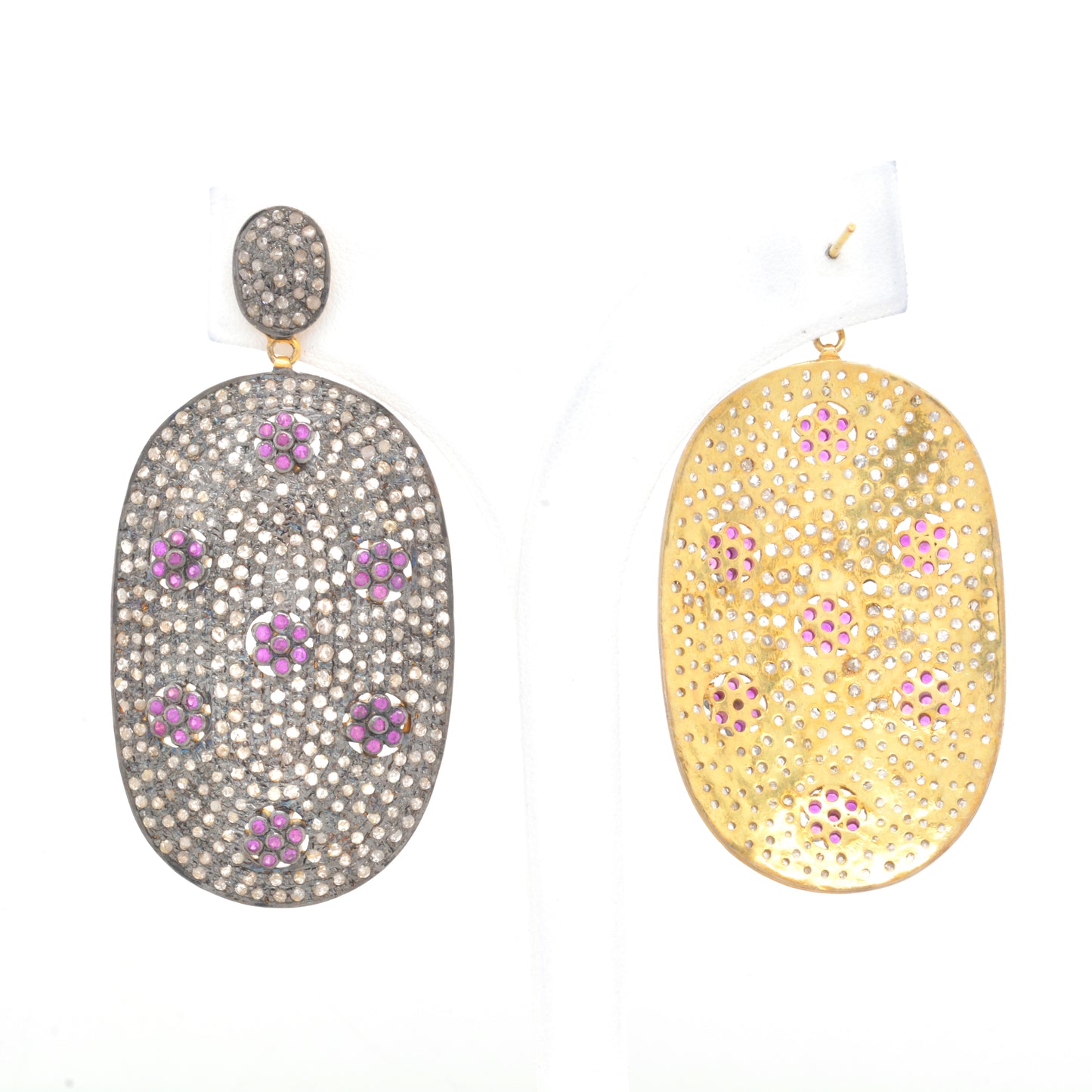 Stunning Handcrafted Ruby and CZ Accent Drop Earrings