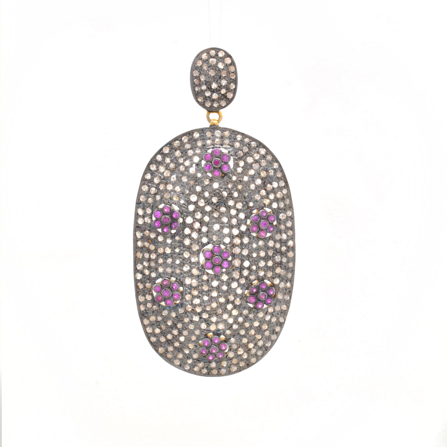 Stunning Handcrafted Ruby and CZ Accent Drop Earrings