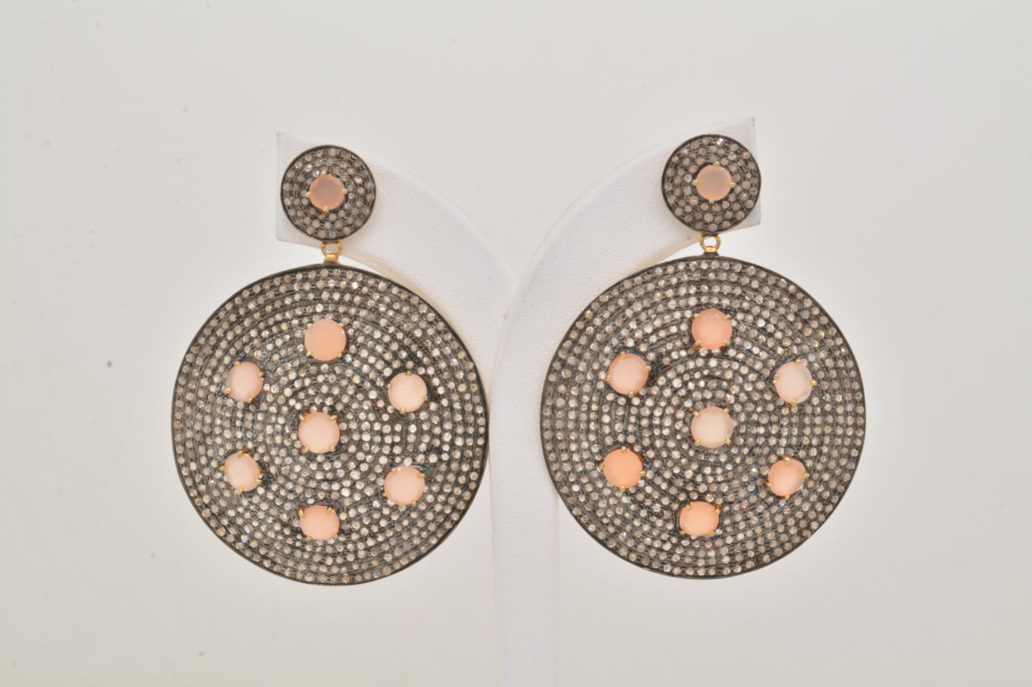 925 Sterling Silver Chic Handcrafted Peach Moonstone Drop Earrings