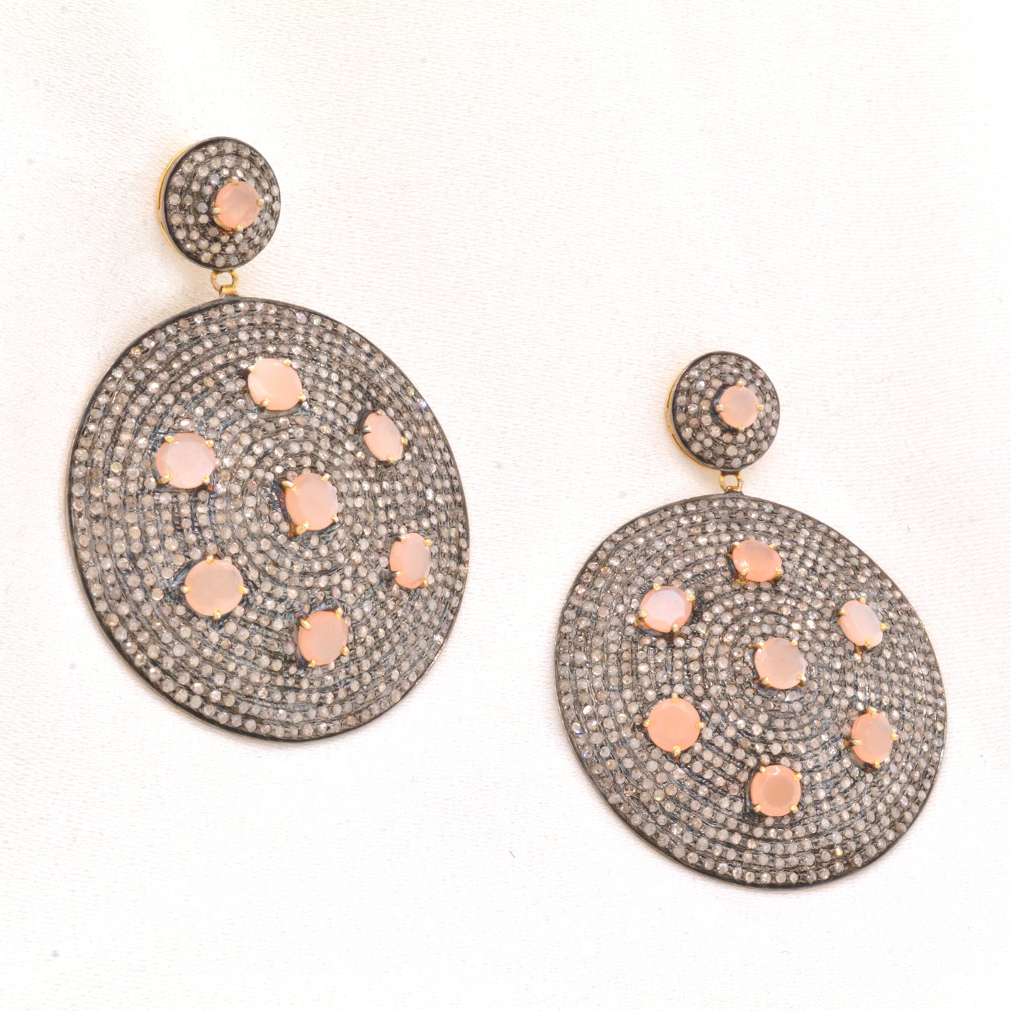 925 Sterling Silver Chic Handcrafted Peach Moonstone Drop Earrings