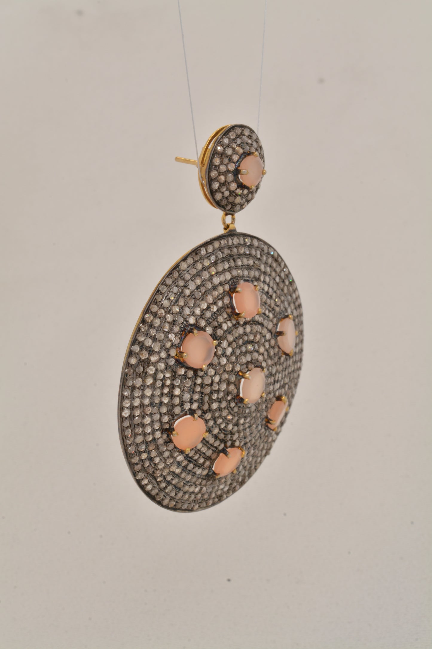 925 Sterling Silver Chic Handcrafted Peach Moonstone Drop Earrings