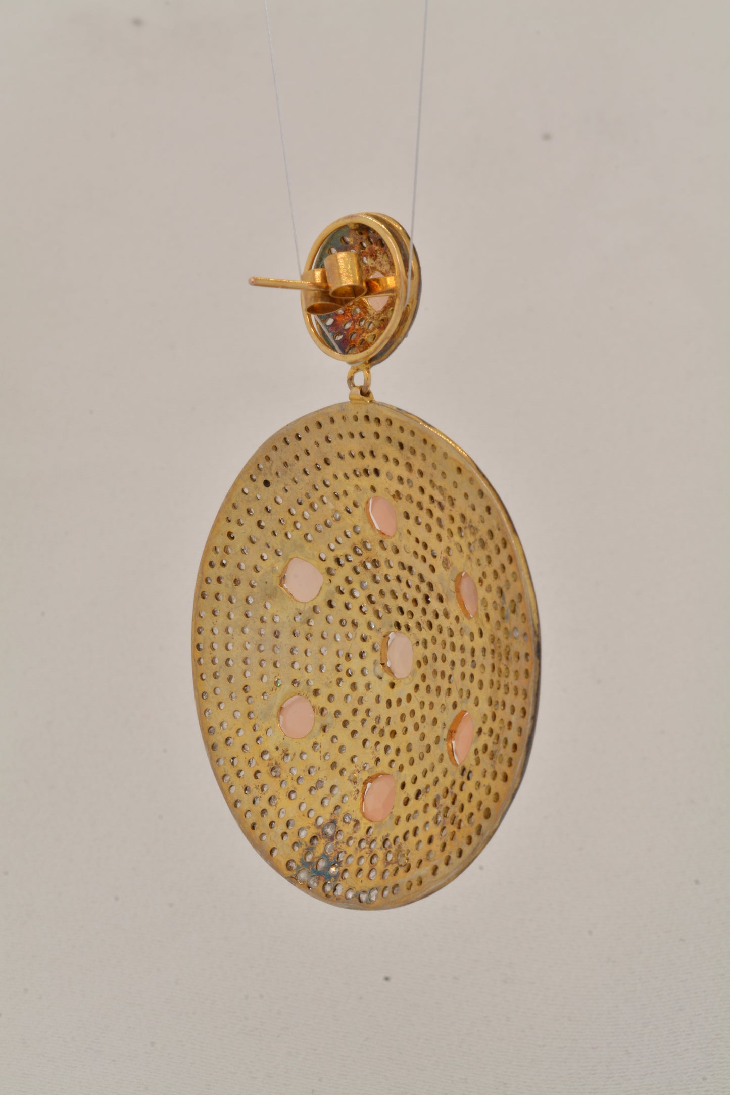 925 Sterling Silver Chic Handcrafted Peach Moonstone Drop Earrings