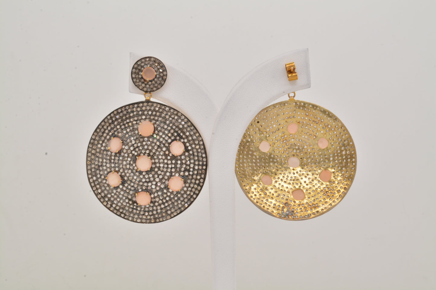 925 Sterling Silver Chic Handcrafted Peach Moonstone Drop Earrings