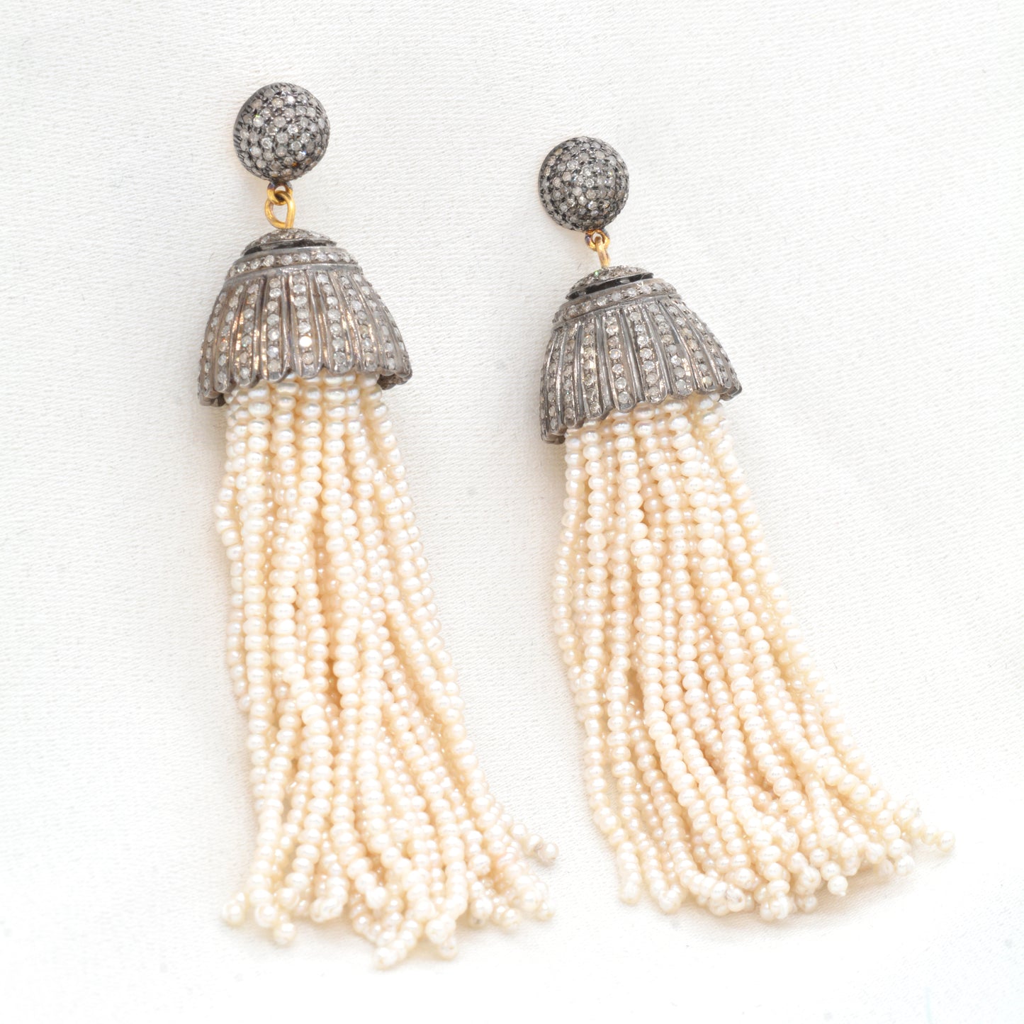 Elegant Pearl Tassel Chandelier Silver Earrings