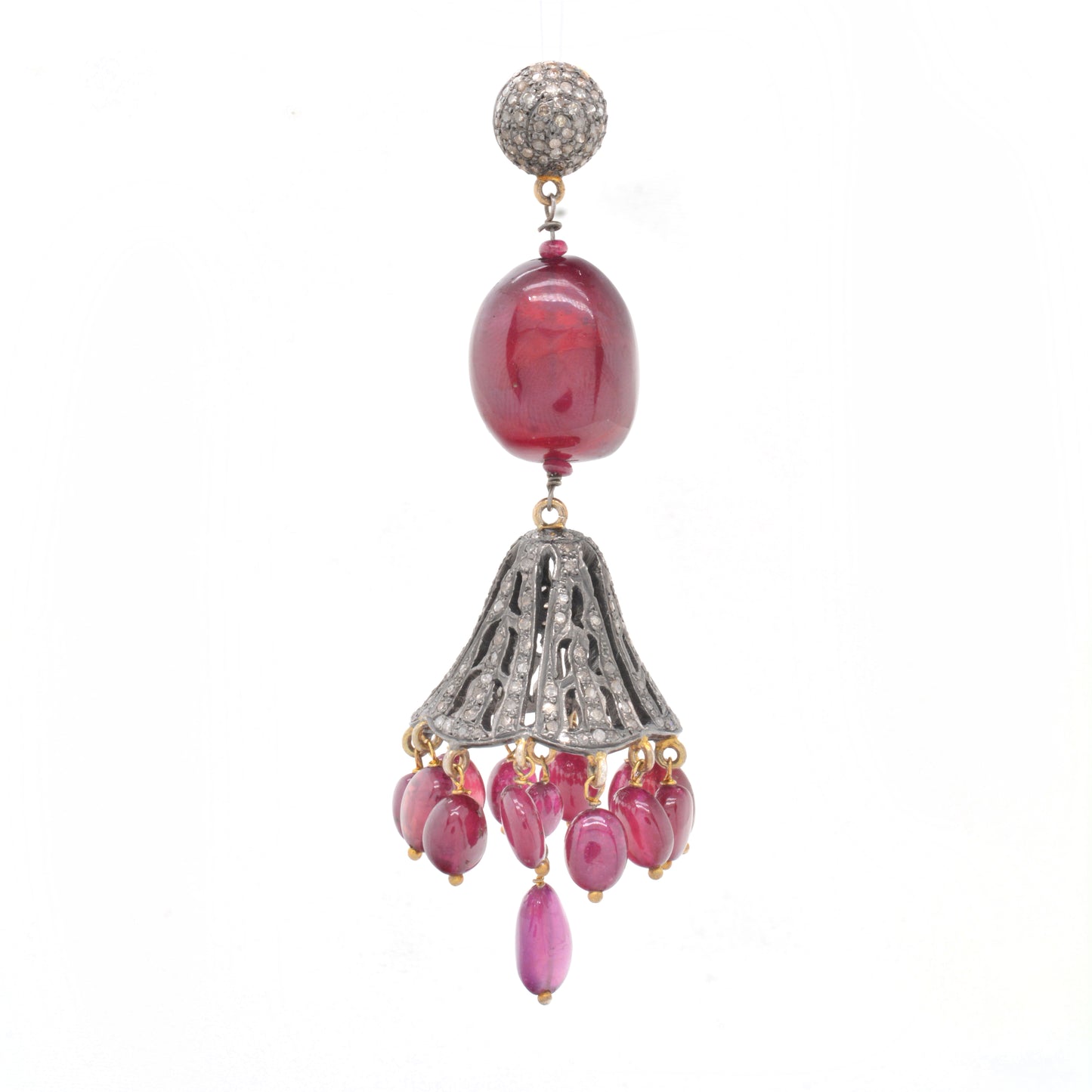 925 Sterling Silver Exquisite Handcrafted Ruby Chandelier Drop Earrings