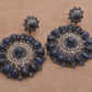Radiant Handcrafted Sapphire and CZ Floral Drop Silver Earrings