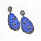 Exquisite Handcrafted Lapis Lazuli and CZ Filigree Drop Silver Earrings