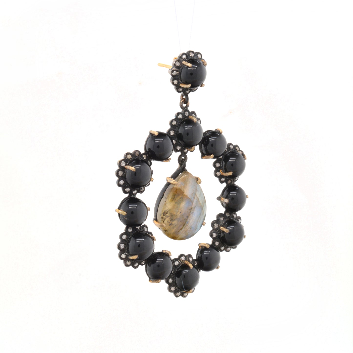 Handcrafted 925 Silver Drop Earrings with Mixed Gemstones