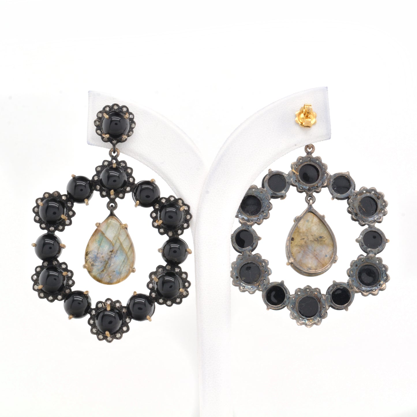 Handcrafted 925 Silver Drop Earrings with Mixed Gemstones