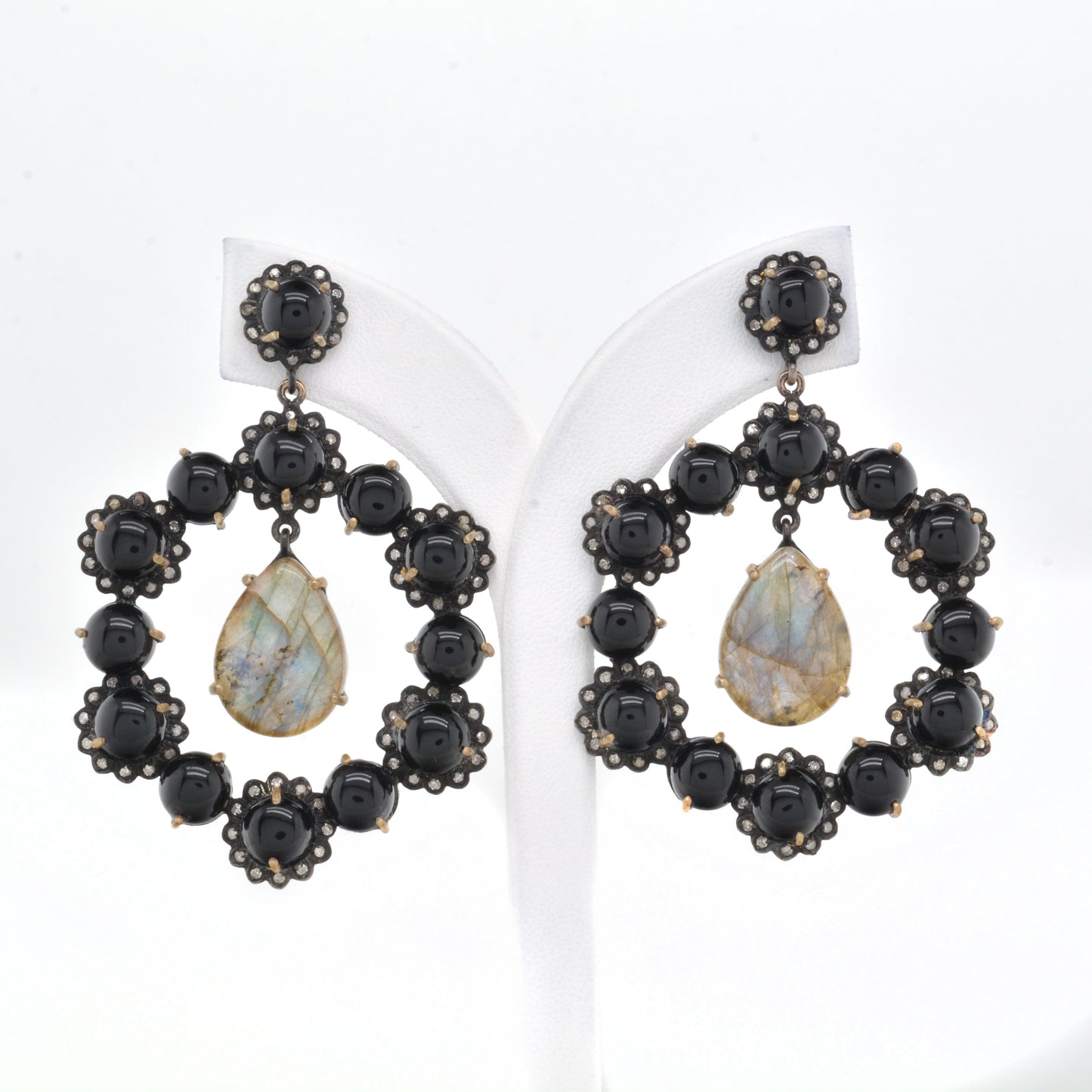 Handcrafted 925 Silver Drop Earrings with Mixed Gemstones