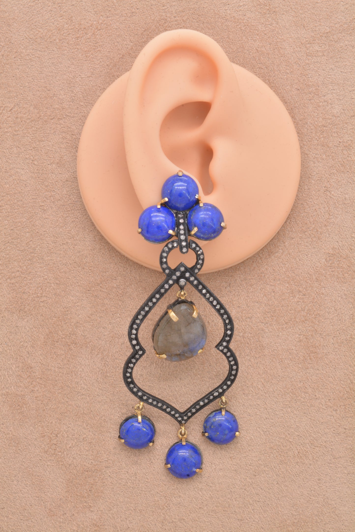 925 Silver Handcrafted Lapis Lazuli and Labradorite Drop Earrings