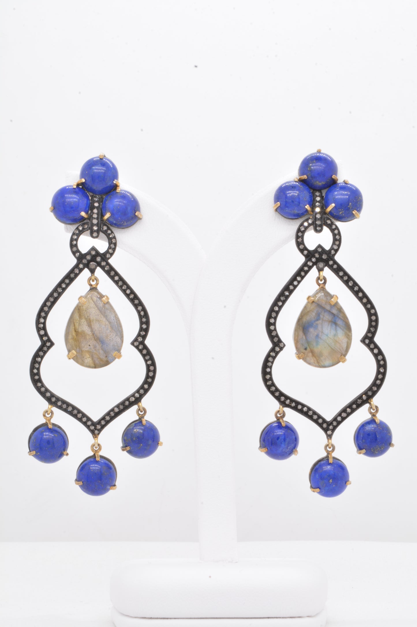 925 Silver Handcrafted Lapis Lazuli and Labradorite Drop Earrings