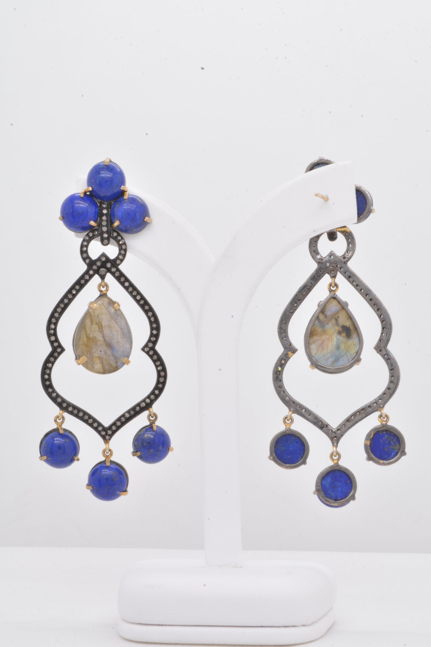925 Silver Handcrafted Lapis Lazuli and Labradorite Drop Earrings