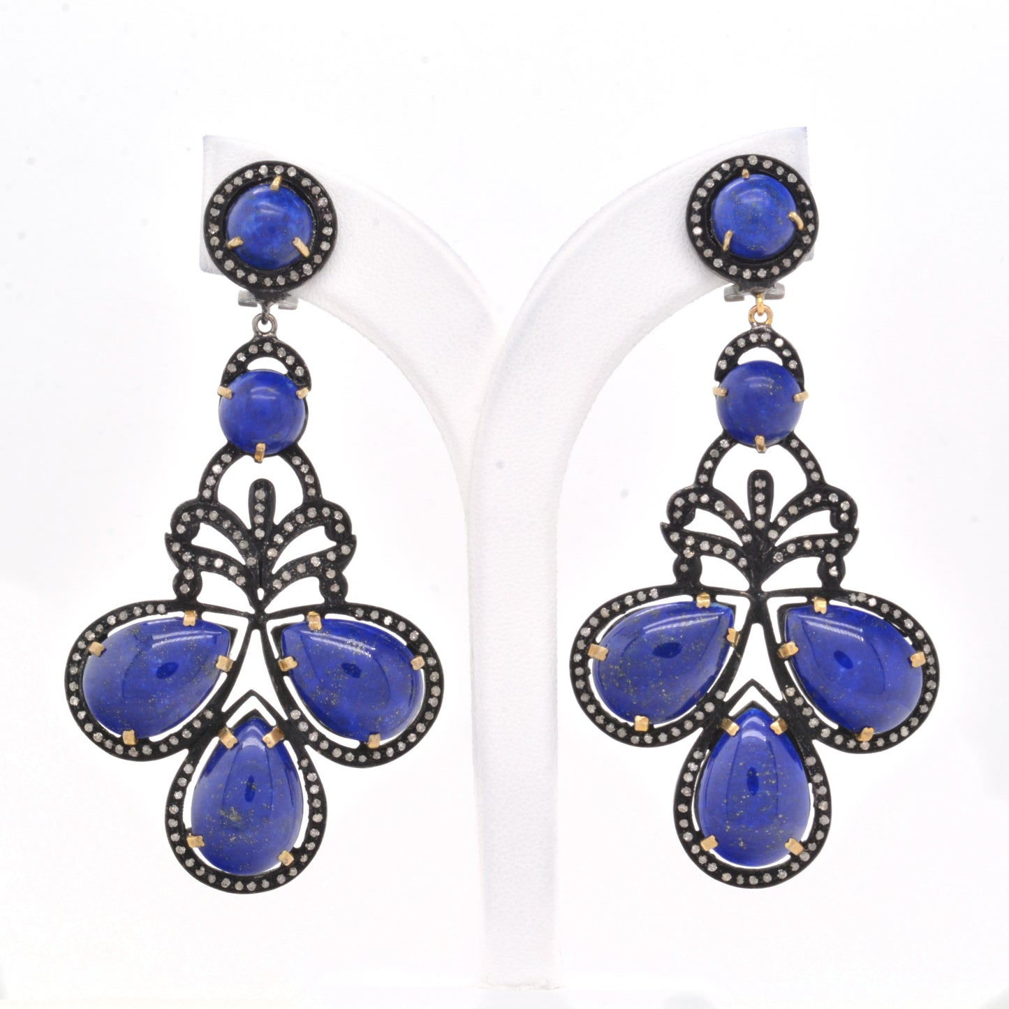 925 Sterling Silver Handcrafted Lapis Lazuli Chandelier Drop Earrings