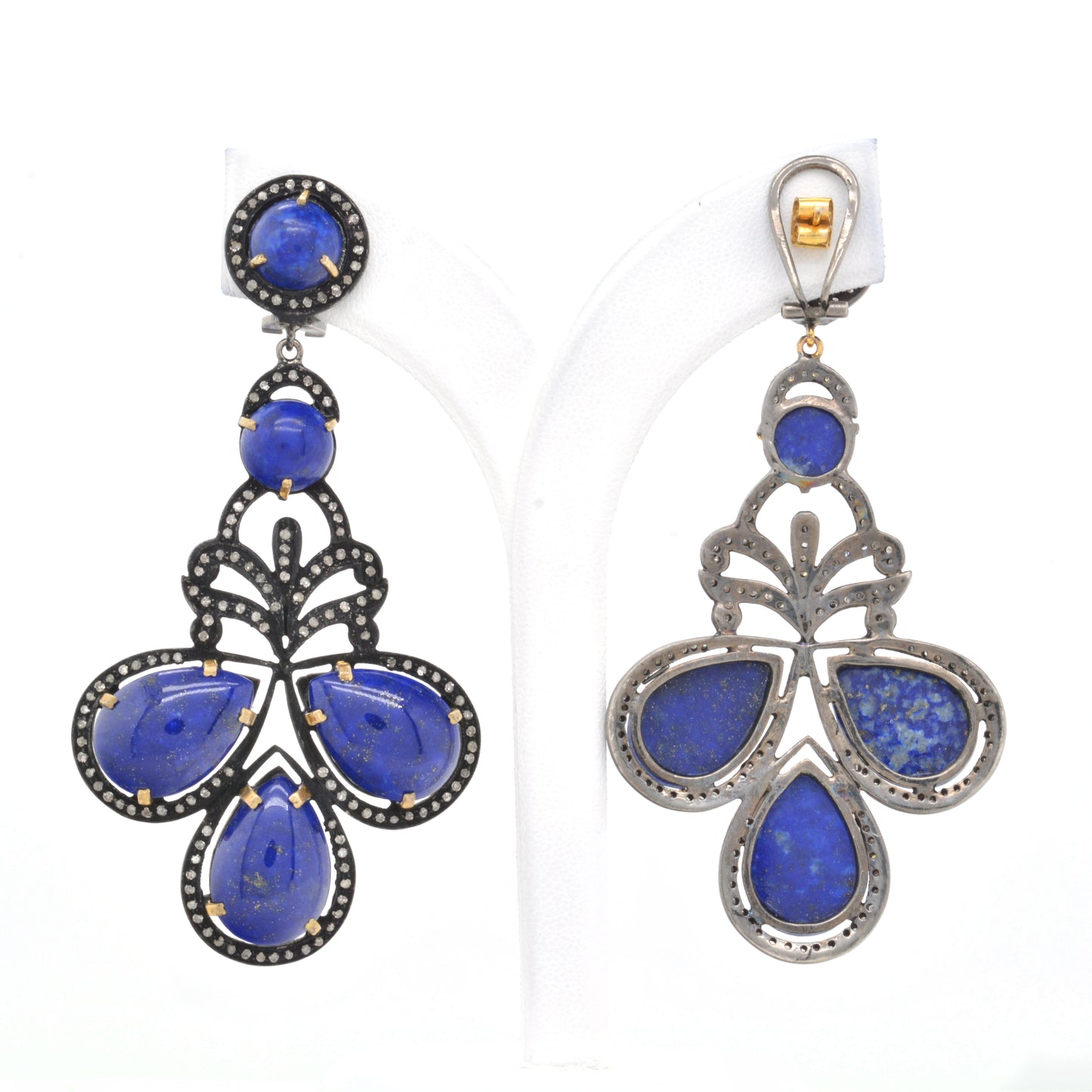 925 Sterling Silver Handcrafted Lapis Lazuli Chandelier Drop Earrings