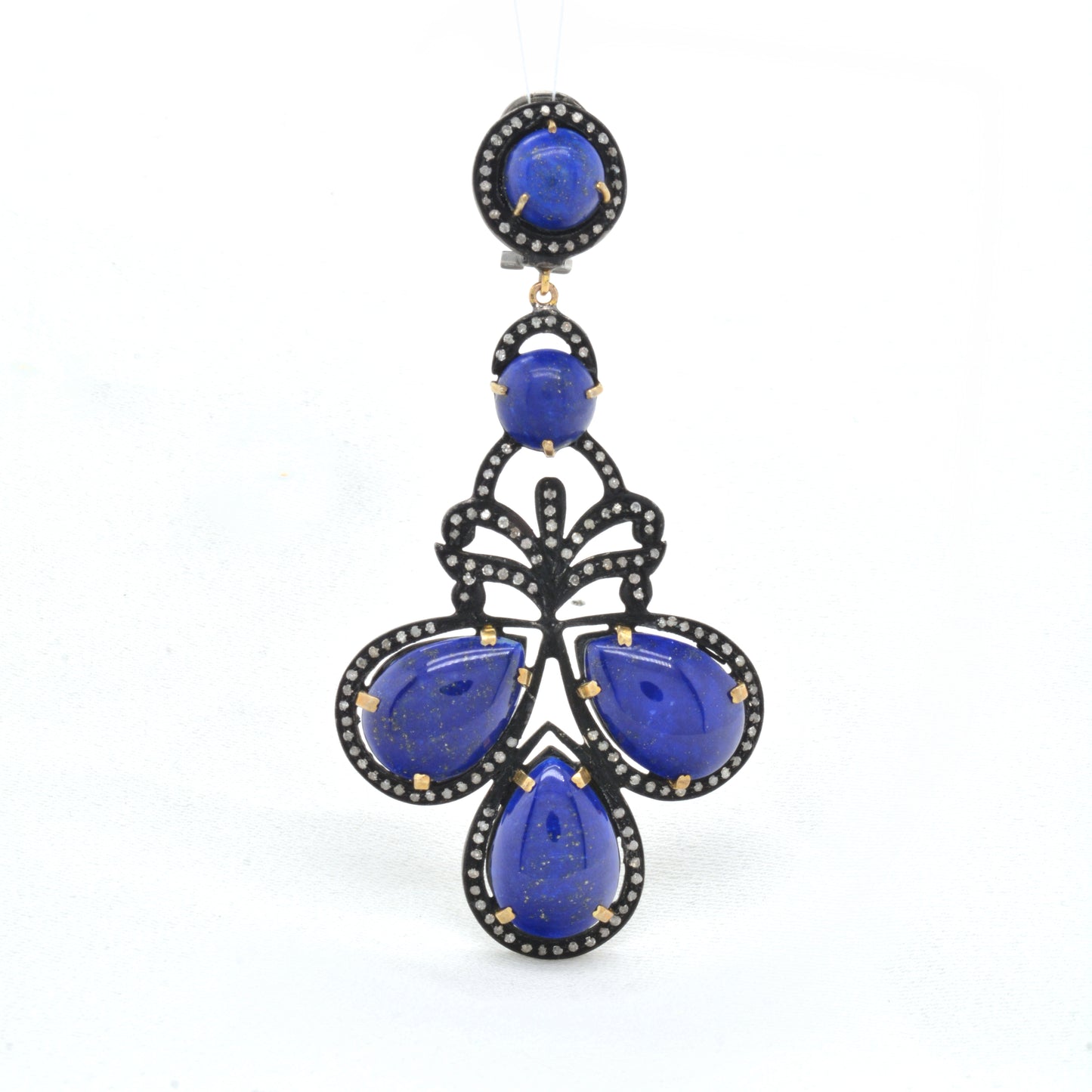 925 Sterling Silver Handcrafted Lapis Lazuli Chandelier Drop Earrings