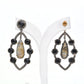 Elegant Handcrafted Onyx and Labradorite Drop Silver Earrings