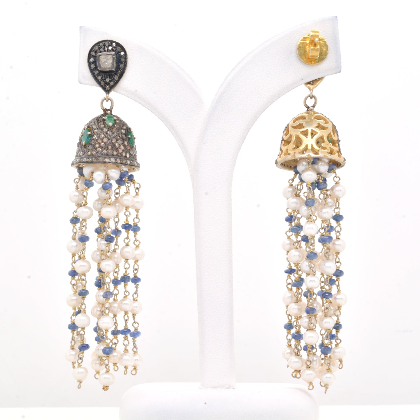 Graceful Handcrafted Pearl and Mixed Stone Tassel Earrings