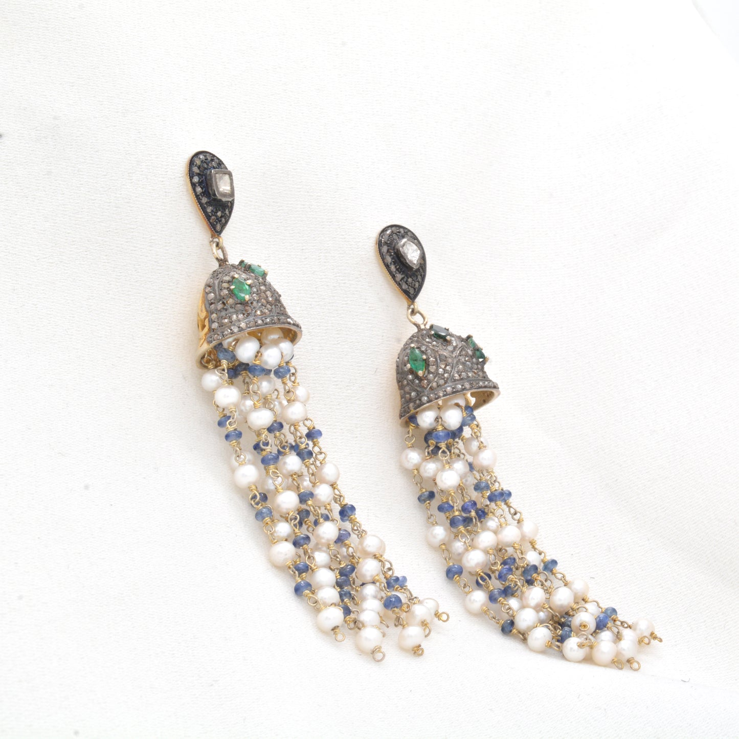 Graceful Handcrafted Pearl and Mixed Stone Tassel Earrings