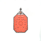 Vibrant Coral Filigree 925 Sterling Silver Pendant