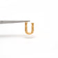 18k Solid Yellow Gold U initial Letter Charm Pendant
