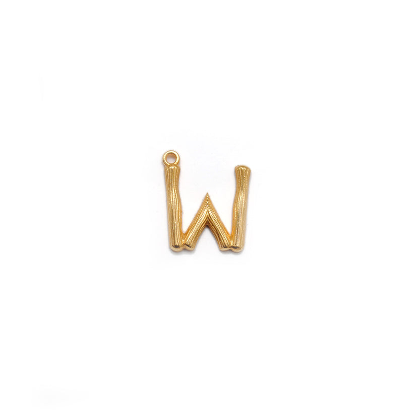 18k Solid Yellow Gold W Initial Letter Charm Pendant