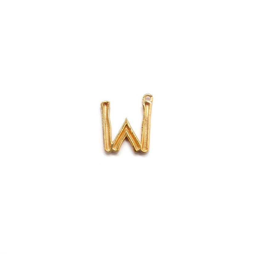18k Solid Yellow Gold W Initial Letter Charm Pendant