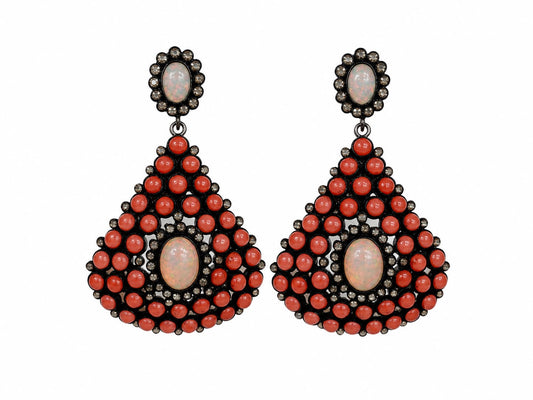 Coral Crown Drop Earrings