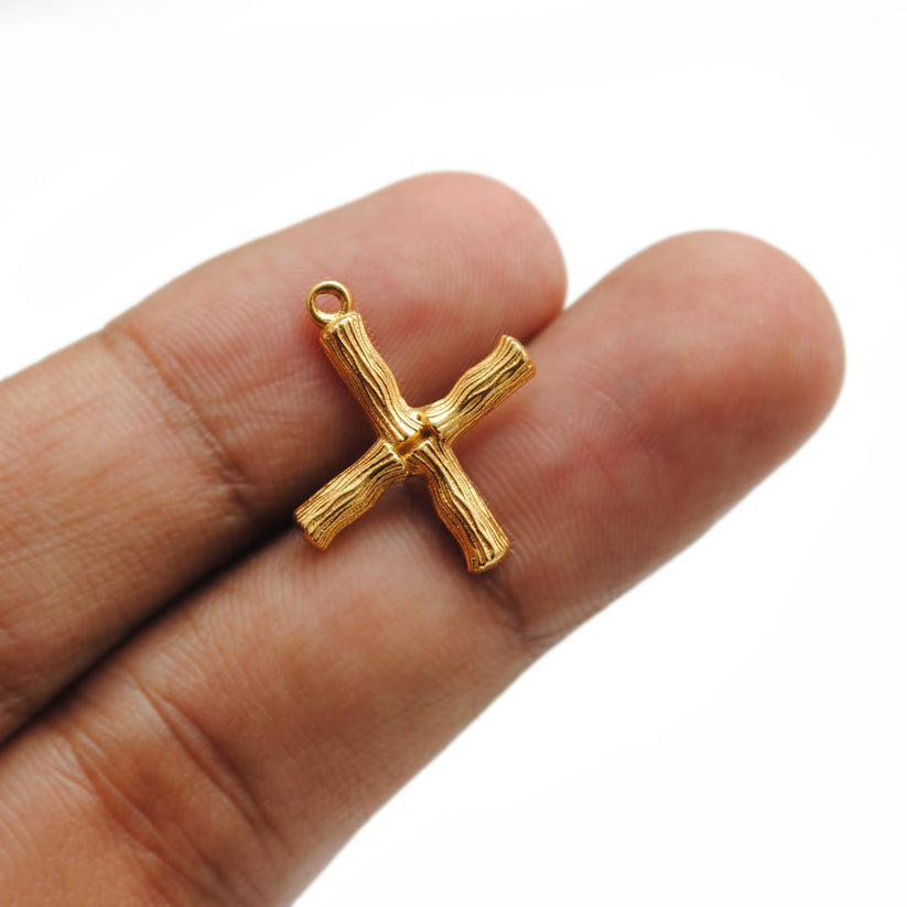 18k Solid Yellow Gold X Initial Letter Charm Pendant