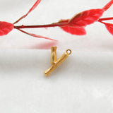 18K Solid Yellow Gold Pendant Y Initial Letter Charm