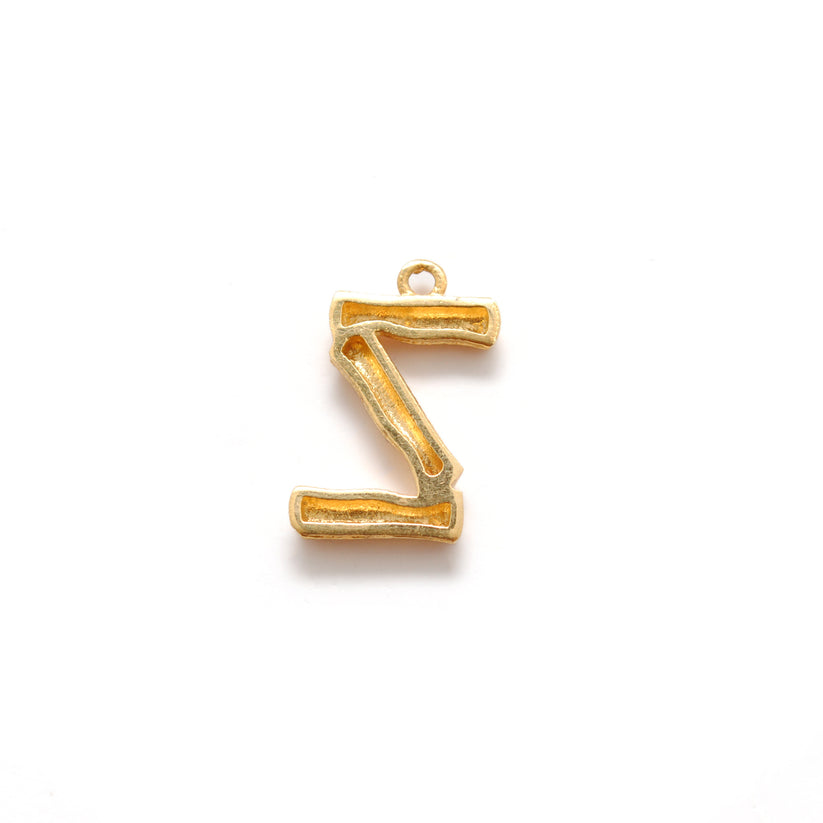 18k Solid Yellow Gold Z Initial Letter Charm Pendant
