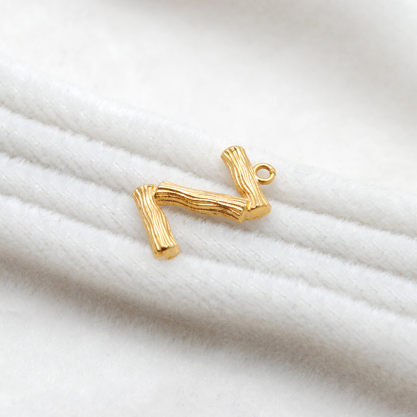 18k Solid Yellow Gold Z Initial Letter Charm Pendant